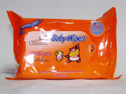 CUBBIES BABY WIPES TRAVEL PACK 30`S