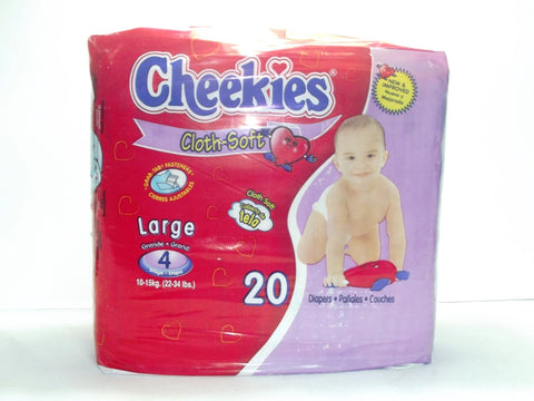 CHEEKIES CLOTH-SOFT DIAPERS LARGE STAGE 4 (22-34LBS) 20`S
